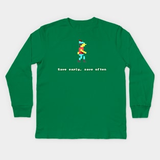 Save early, save often Kids Long Sleeve T-Shirt